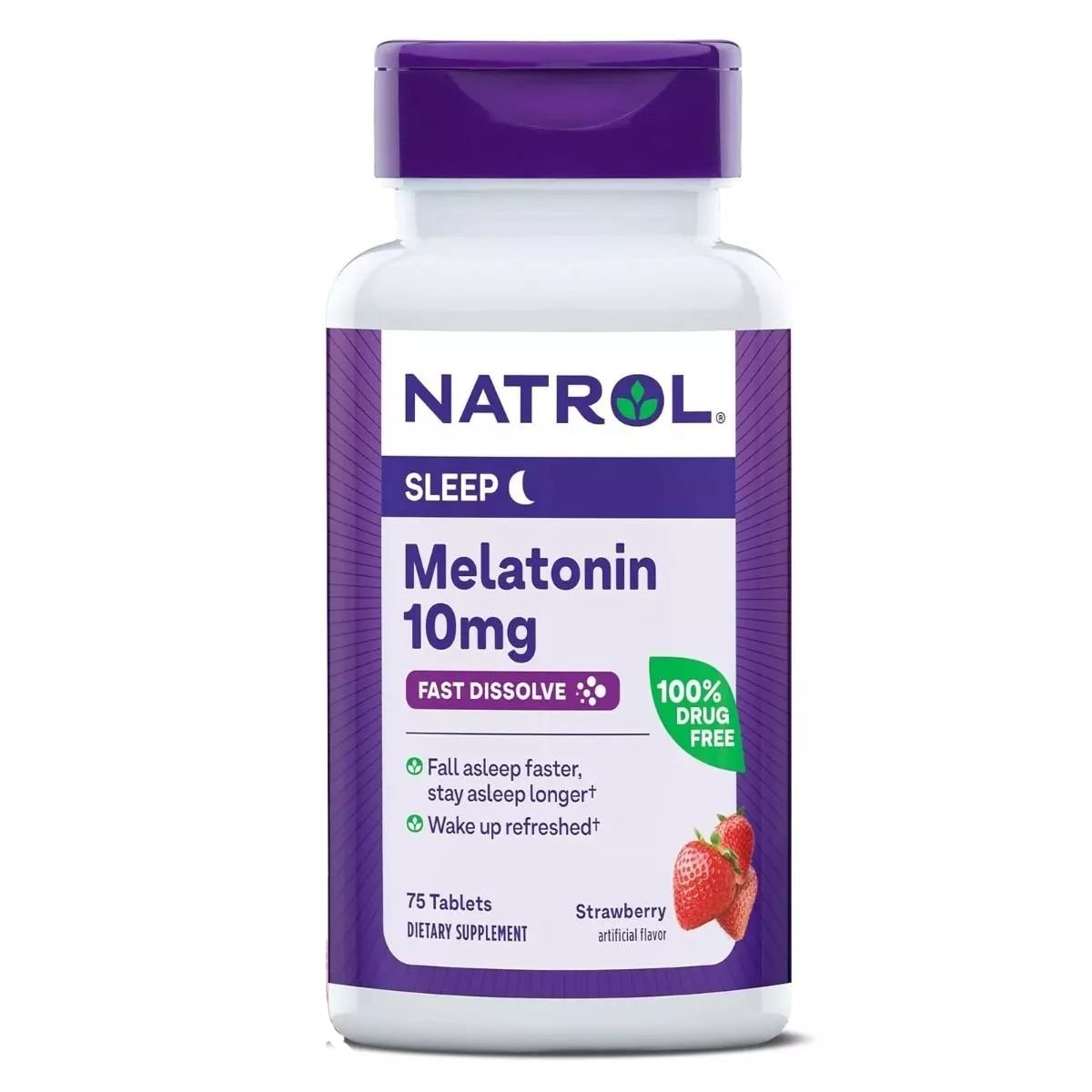 Natrol Натуральная добавка Natrol Melatonin 10 mg Fast Dissolve, 75 таблеток Клубника, , 