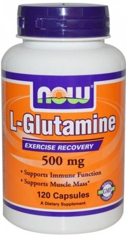 L-Glutamine 500 mg, 120 шт, Now. Глютамин. Набор массы Восстановление Антикатаболические свойства 