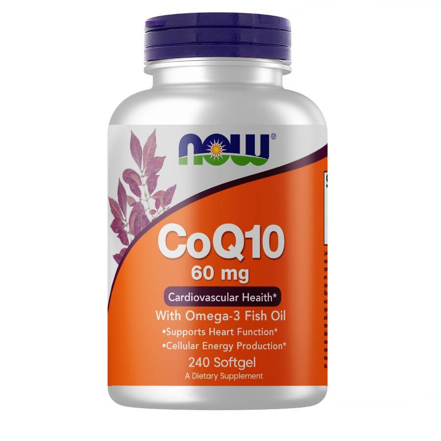 Натуральная добавка NOW CoQ-10 60 mg with Omega-3 Fish Oil, 240 капсул,  мл, Now. Hатуральные продукты. Поддержание здоровья 