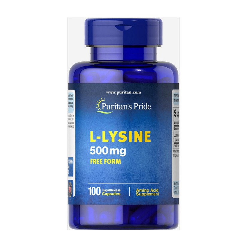 Амінокислота Puritan's Pride L-Lysine 500 mg 100 caps,  мл, Puritan's Pride. Аминокислоты. 