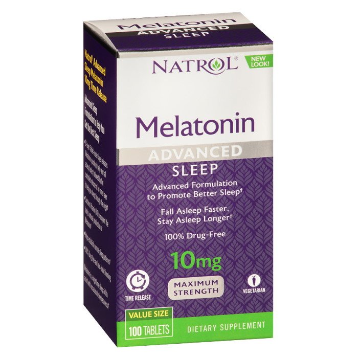Восстановитель Natrol Melatonin 10mg Advanced Sleep, 100 таблеток,  ml, Natrol. Post Workout. recovery 