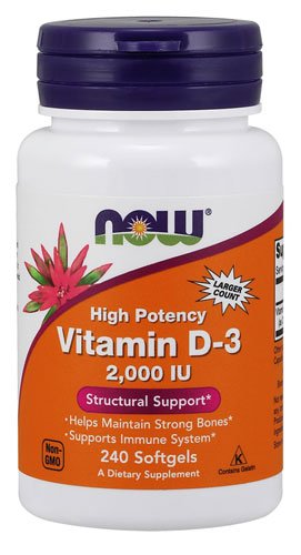 NOW Vitamin D-3 2000 IU 240 капс Без вкуса,  мл, Now. Витамин D. 