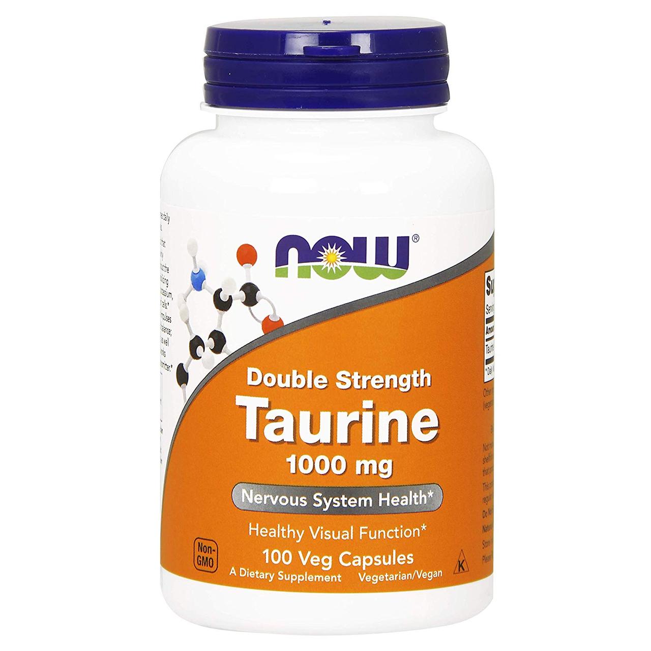 Амінокислота NOW Foods Taurine Double Strength 1000 mg 100 VCaps,  мл, Now. Аминокислоты. 