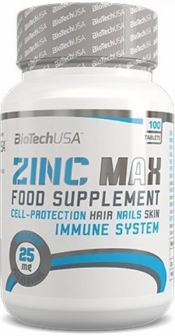 Zinc Max, 100 шт, BioTech. Цинк Zn, Цинк. Поддержание здоровья 