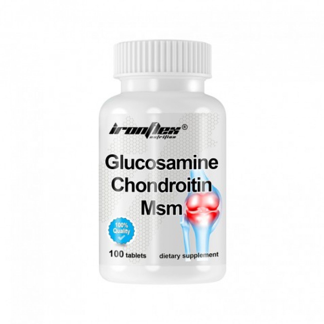 Глюкозамин хондроитин МСМ Iron Flex Glucosamine & Chondroitin with MSM 100 таблеток,  мл, IronFlex. Хондропротекторы. Поддержание здоровья Укрепление суставов и связок 