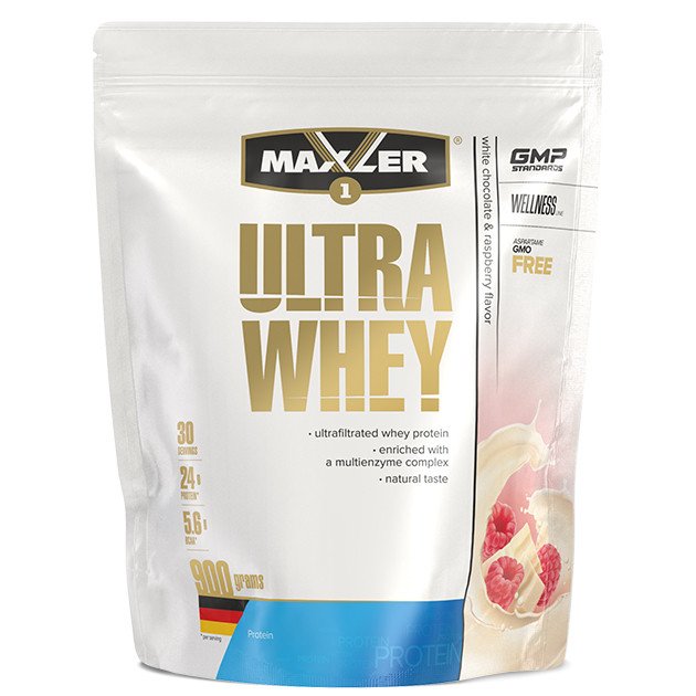 Maxler Сывороточный протеин концентрат Maxler Ultra Whey 900 грамм Белый шоколад малина, , 