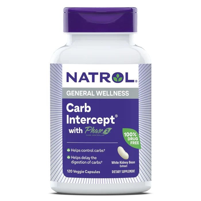 Натуральная добавка Natrol Carb Intercept with Phase2, 120 вегакапсул,  мл, Natrol. Hатуральные продукты. Поддержание здоровья 
