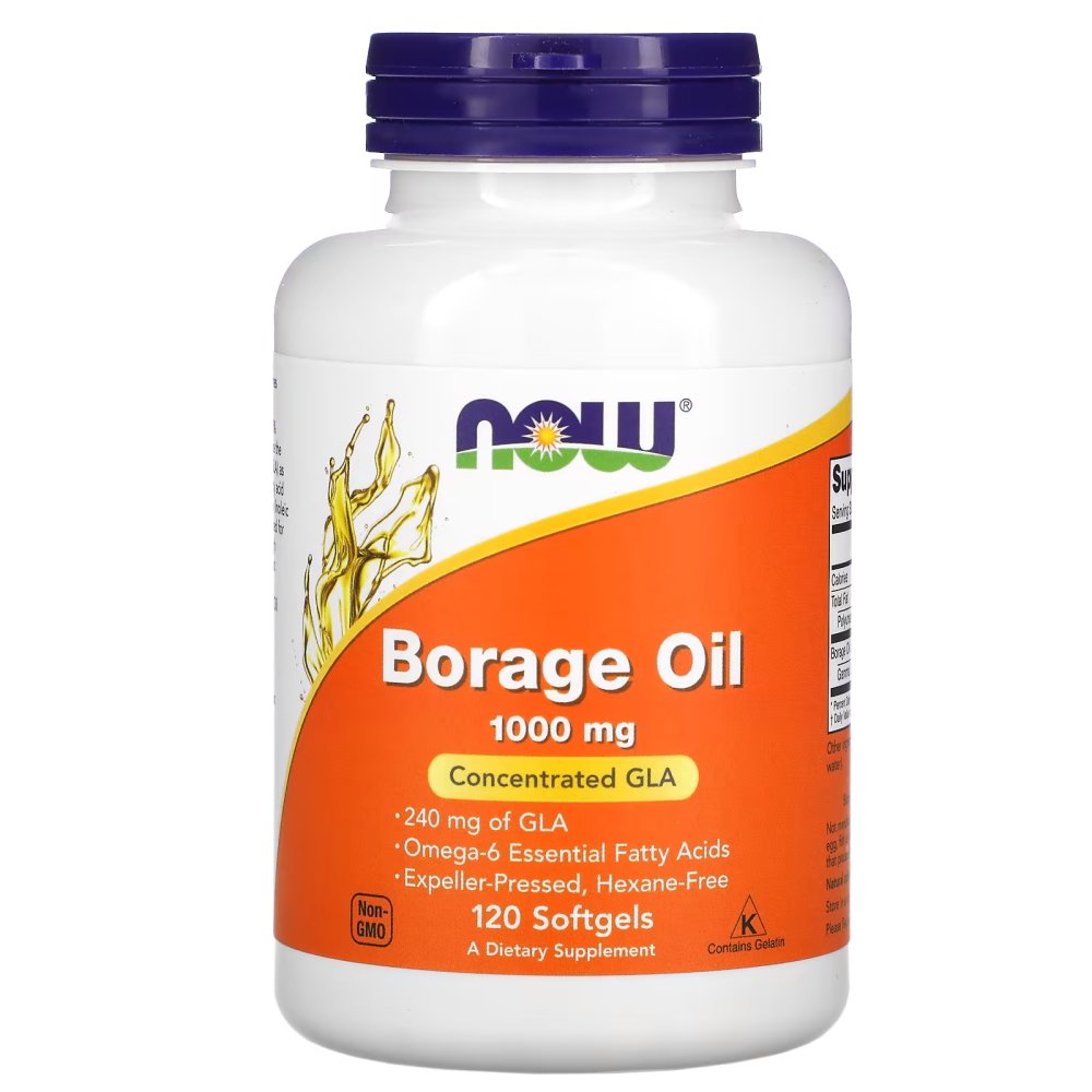 Натуральная добавка NOW Borage Oil 1000 mg, 120 капсул,  мл, Now. Hатуральные продукты. Поддержание здоровья 
