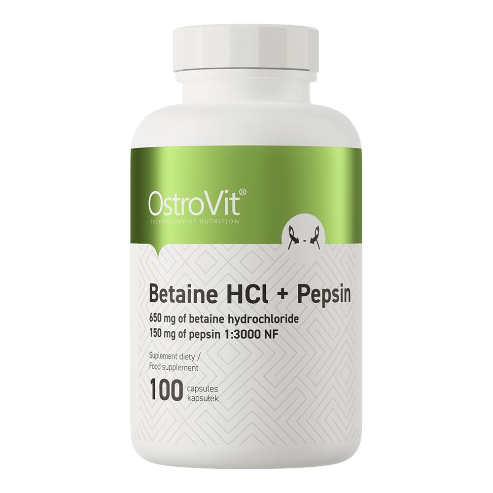OstroVit Натуральная добавка OstroVit Betaine HCl + Pepsin, 100 капсул, , 