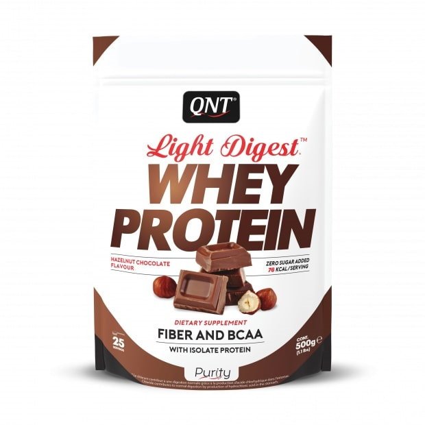 Протеин QNT Light Digest Whey Protein, 500 грамм Шоколад-фундук,  мл, QNT. Протеин. Набор массы Восстановление Антикатаболические свойства 