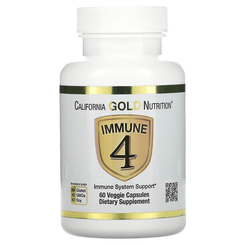 Добавка для иммунитета California Gold Nutrition Immune 4 60 Capc,  мл, California Gold Nutrition. Витамины и минералы. Поддержание здоровья Укрепление иммунитета 