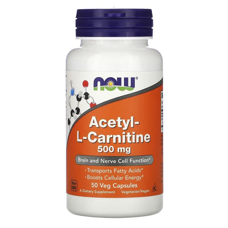Жиросжигатель NOW Acetyl-L-Carnitine 500 mg, 50 вегакапсул,  ml, Now. Quemador de grasa. Weight Loss Fat burning 