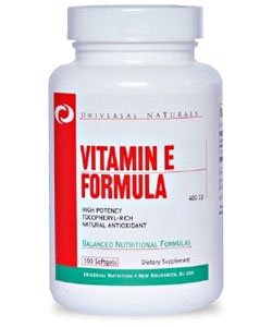 Vitamin E Formula, 100 шт, Universal Nutrition. Витамин E. Поддержание здоровья Антиоксидантные свойства 