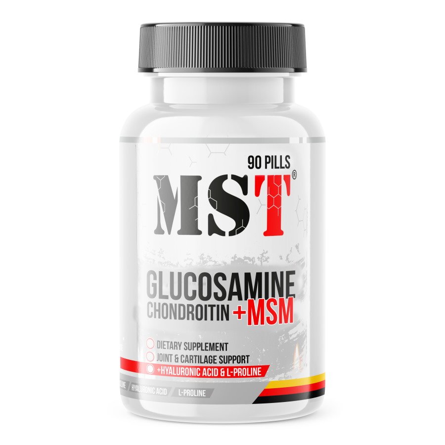 Для суставов и связок MST Glucosamine Chondroitin MSM Hyaluronic Acid L-Proline, 90 таблеток,  мл, MST Nutrition. Хондропротекторы. Поддержание здоровья Укрепление суставов и связок 