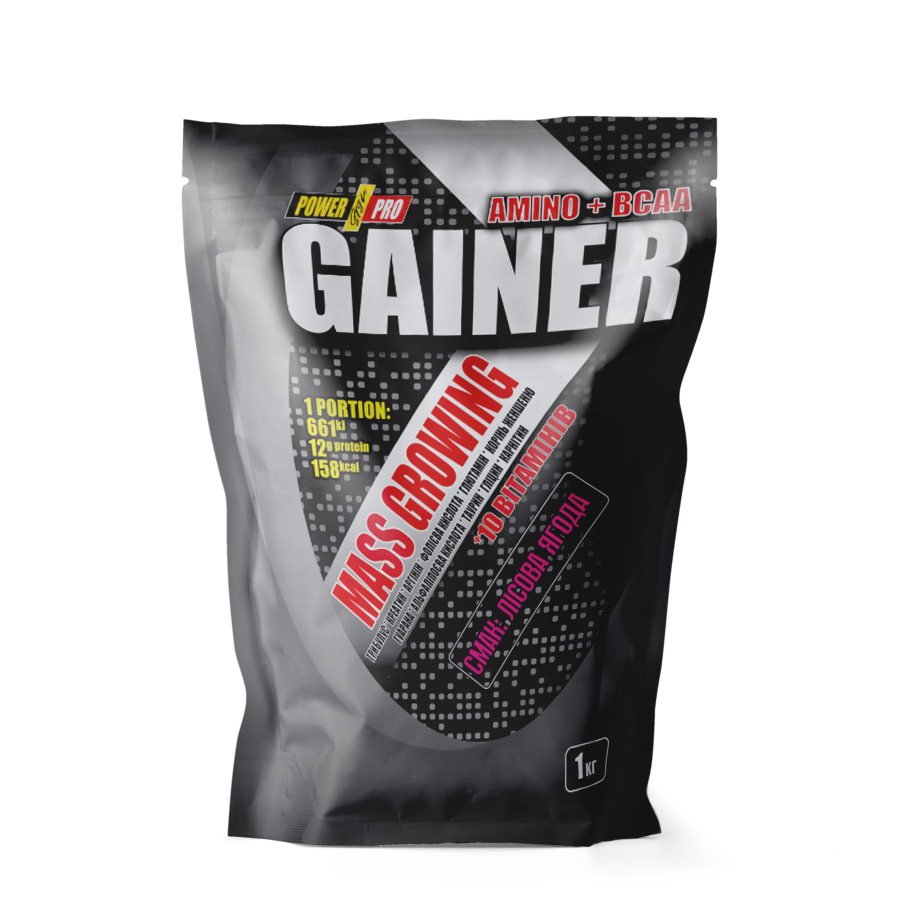 Гейнер Power Pro Gainer, 1 кг Ягода,  ml, Power Pro. Gainer. Mass Gain Energy & Endurance recovery 