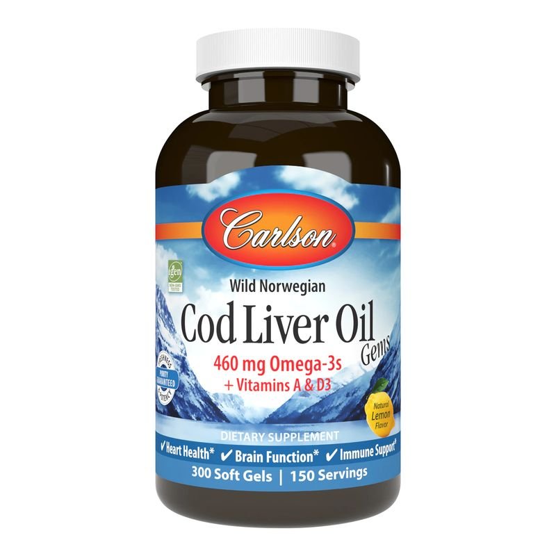 Жирные кислоты Carlson Labs Cod Liver Oil Gems, 300 капсул,  ml, Carlson Labs. Fats. General Health 