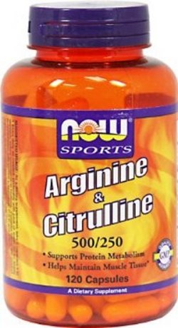 Arginine & Citrulline 500/250, 120 шт, Now. Аминокислотные комплексы. 
