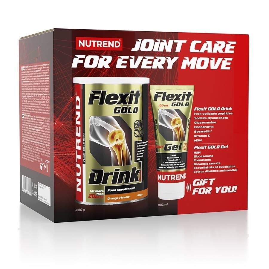Для суставов и связок Nutrend Flexit Gold Drink + Flexit Gold Gel, 400 г/100 мл Апельсин,  ml, Nutrabolics. For joints and ligaments. General Health Ligament and Joint strengthening 