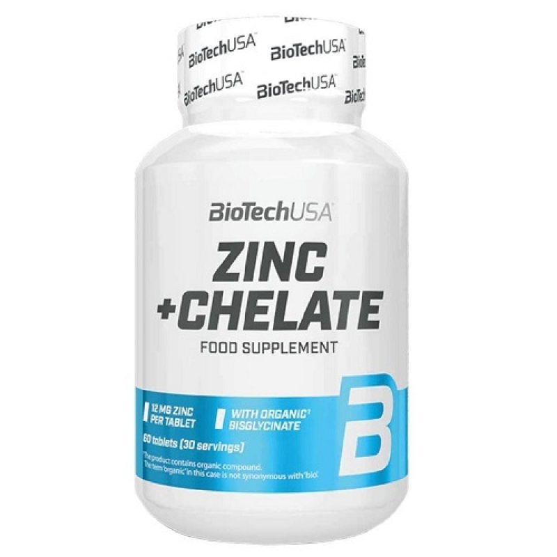 BioTech USA, Zinc + Chelate 60 шт. / 60 servings,  мл, BioTech. Витаминно-минеральный комплекс. Поддержание здоровья Укрепление иммунитета 