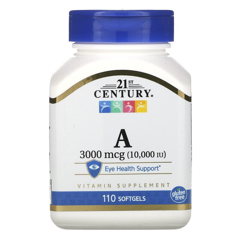 Вітамін 21st Century Vitamin A 3000 mcg (10000 IU) 110 Softgels,  мл, 21st Century. Витамины и минералы. Поддержание здоровья Укрепление иммунитета 