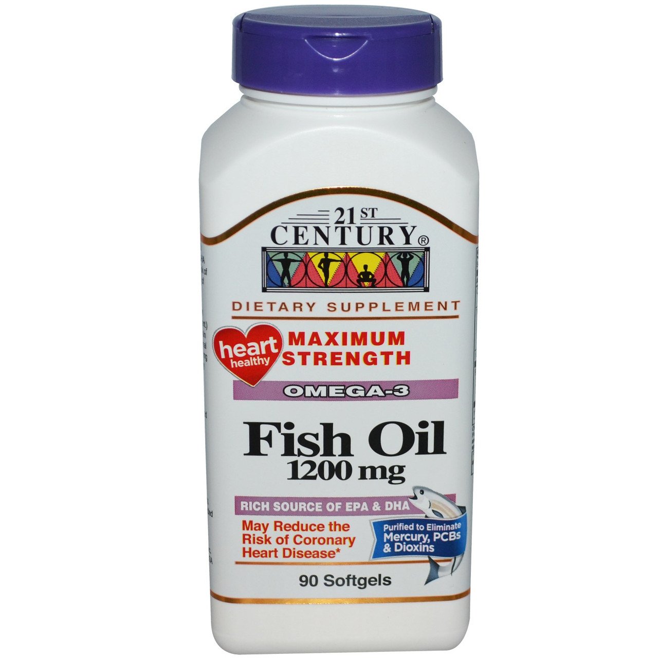 21st Century Fish Oil Maximum Strength 1200 mg 21st Century 90 Softgels, , 90 шт.
