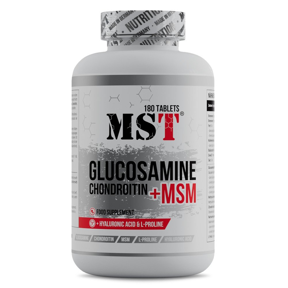 MST Nutrition Препарат для суставов и связок MST Glucosamine Chondroitin MSM Hyaluronic Acid L-Proline, 180 таблеток, ,