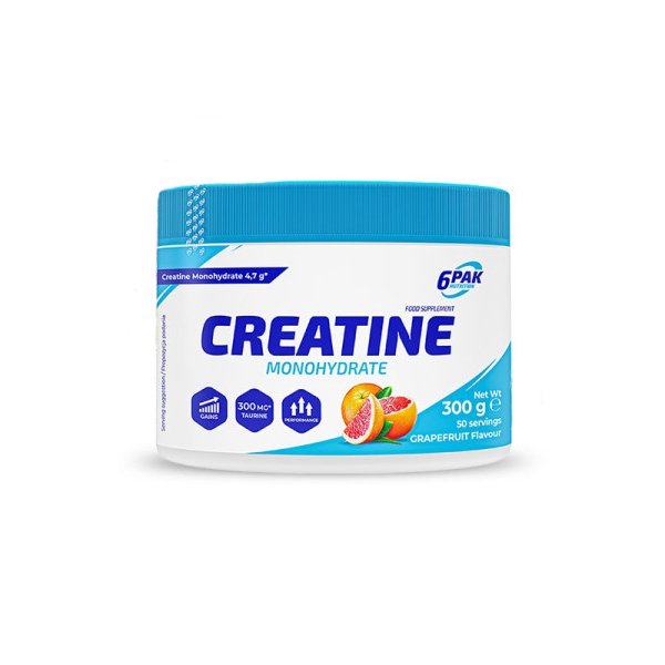 Креатин 6PAK Nutrition Creatine Monohydrate, 300 грамм Грейпфрут,  мл, 6PAK Nutrition. Креатин. Набор массы Энергия и выносливость Увеличение силы 