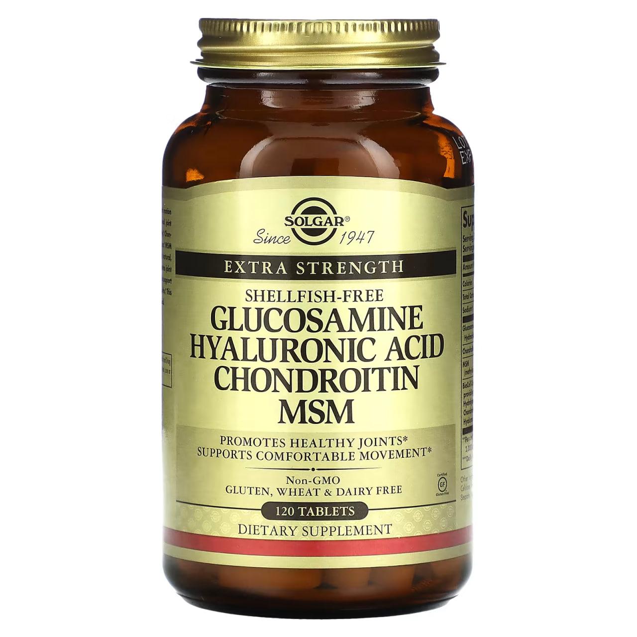 Solgar Glucosamine Hyaluronic Acid Chondroitin MSM 120 tabs,  ml, Solgar. For joints and ligaments. General Health Ligament and Joint strengthening 