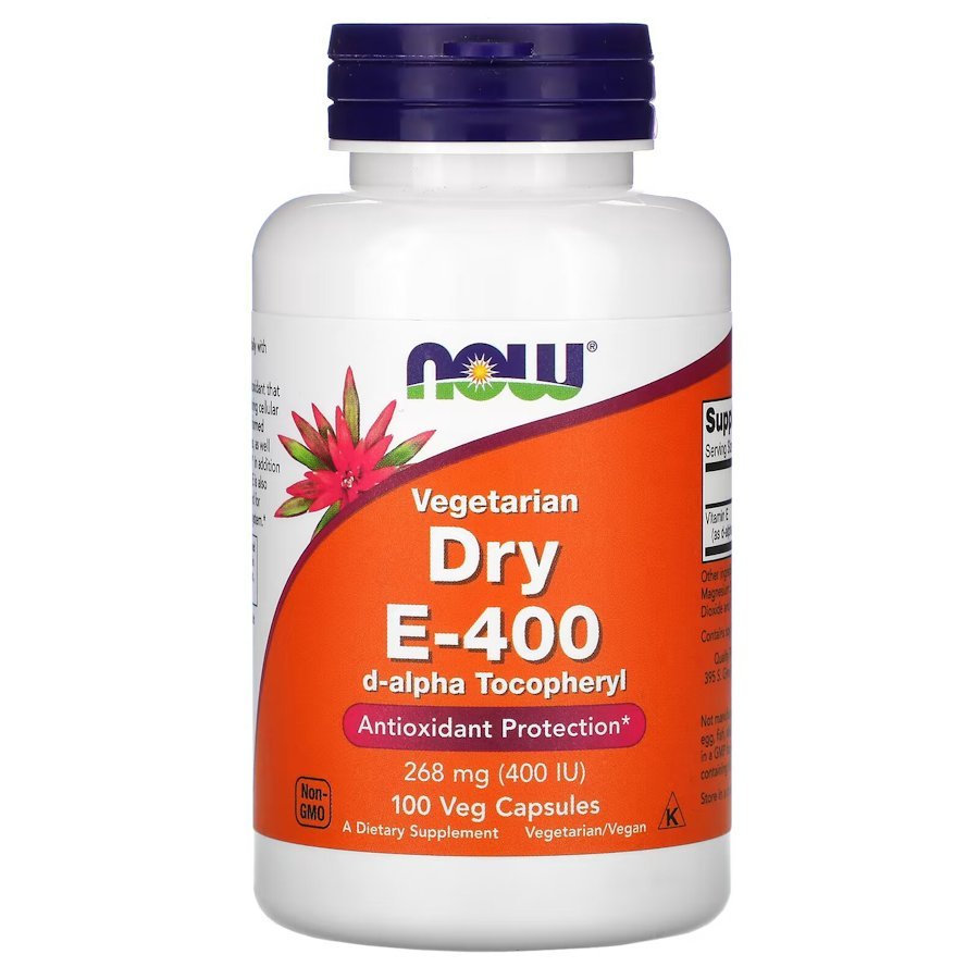 Витамины и минералы NOW Vegetarian Dry E-400, 100 вегакапсул,  ml, Now. Vitamins and minerals. General Health Immunity enhancement 