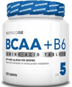 BCAA + B6, 220 шт, Nutricore. BCAA. Снижение веса Восстановление Антикатаболические свойства Сухая мышечная масса 