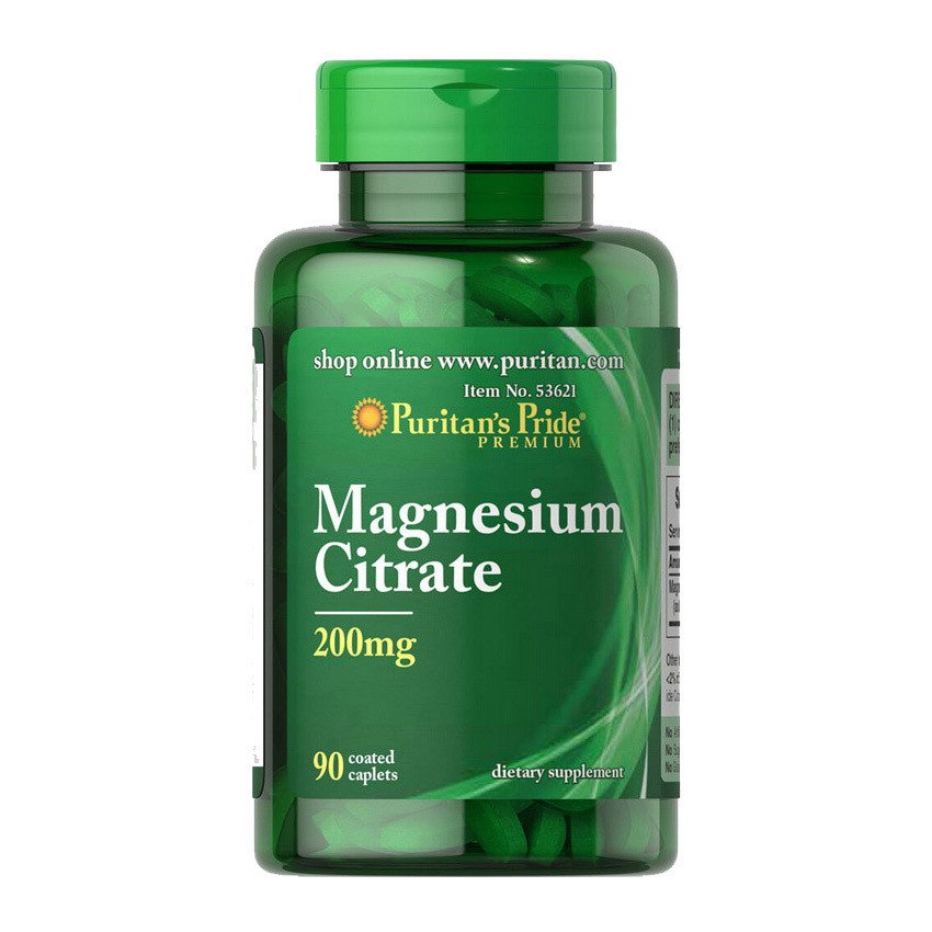 Магний Puritan's Pride Magnesium Citrate 210 mg 90 каплет,  мл, Puritan's Pride. Магний Mg. Поддержание здоровья Снижение холестерина Предотвращение утомляемости 