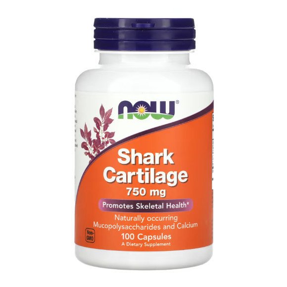 NOW Foods Shark Cartilage 750 mg 100 Caps,  ml, Now. Para articulaciones y ligamentos. General Health Ligament and Joint strengthening 