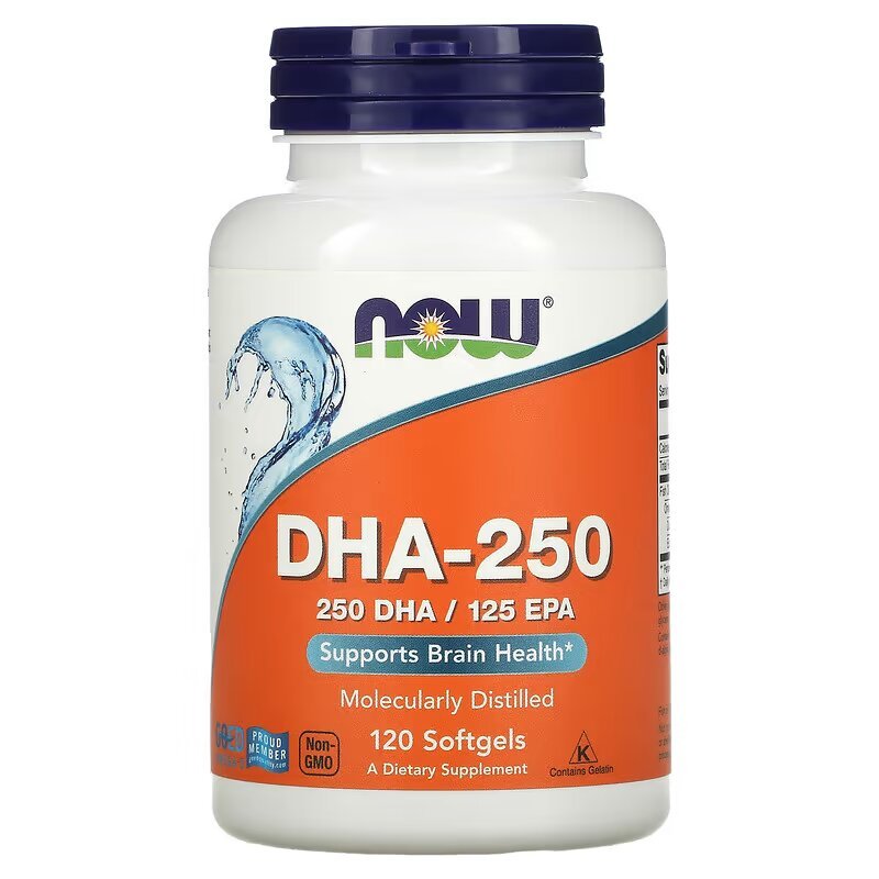 Жирные кислоты NOW DHA-250, 120 капсул,  мл, Now. Жирные кислоты (Omega). Поддержание здоровья 