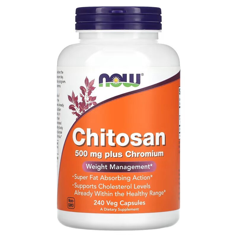 Now Натуральная добавка NOW Chitosan plus 500 mg, 240 капсул, , 