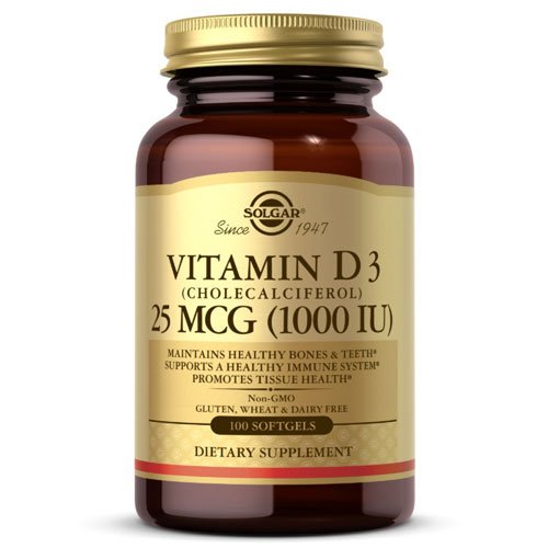 Solgar Vitamin D3 (Cholecalciferol) 25 mcg 1000 IU Softgels 100 капс Без вкуса,  ml, Solgar. Vitamin D. 