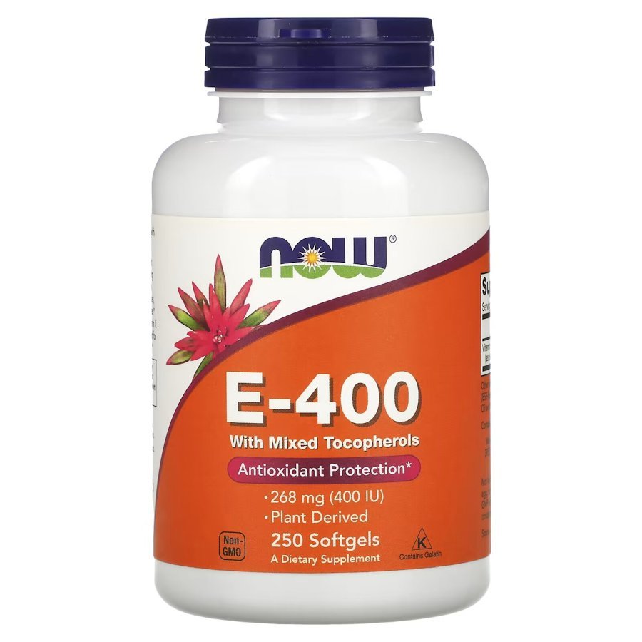 Витамины и минералы NOW Vitamin E-400 with Mixed Tocopherols, 250 капсул,  ml, Now. Vitaminas y minerales. General Health Immunity enhancement 