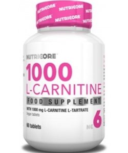 1000 L-Carnitine, 60 шт, Nutricore. L-карнитин. Снижение веса Поддержание здоровья Детоксикация Стрессоустойчивость Снижение холестерина Антиоксидантные свойства 