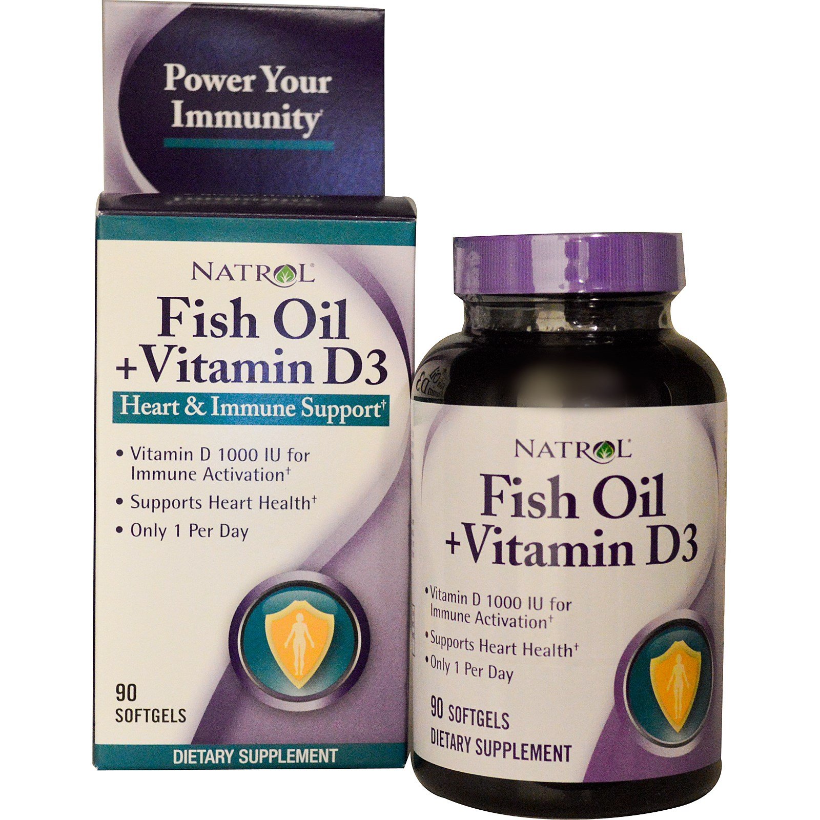 Fish Oil + Vitamin D3, 90 шт, Natrol. Омега 3 (Рыбий жир). Поддержание здоровья Укрепление суставов и связок Здоровье кожи Профилактика ССЗ Противовоспалительные свойства 