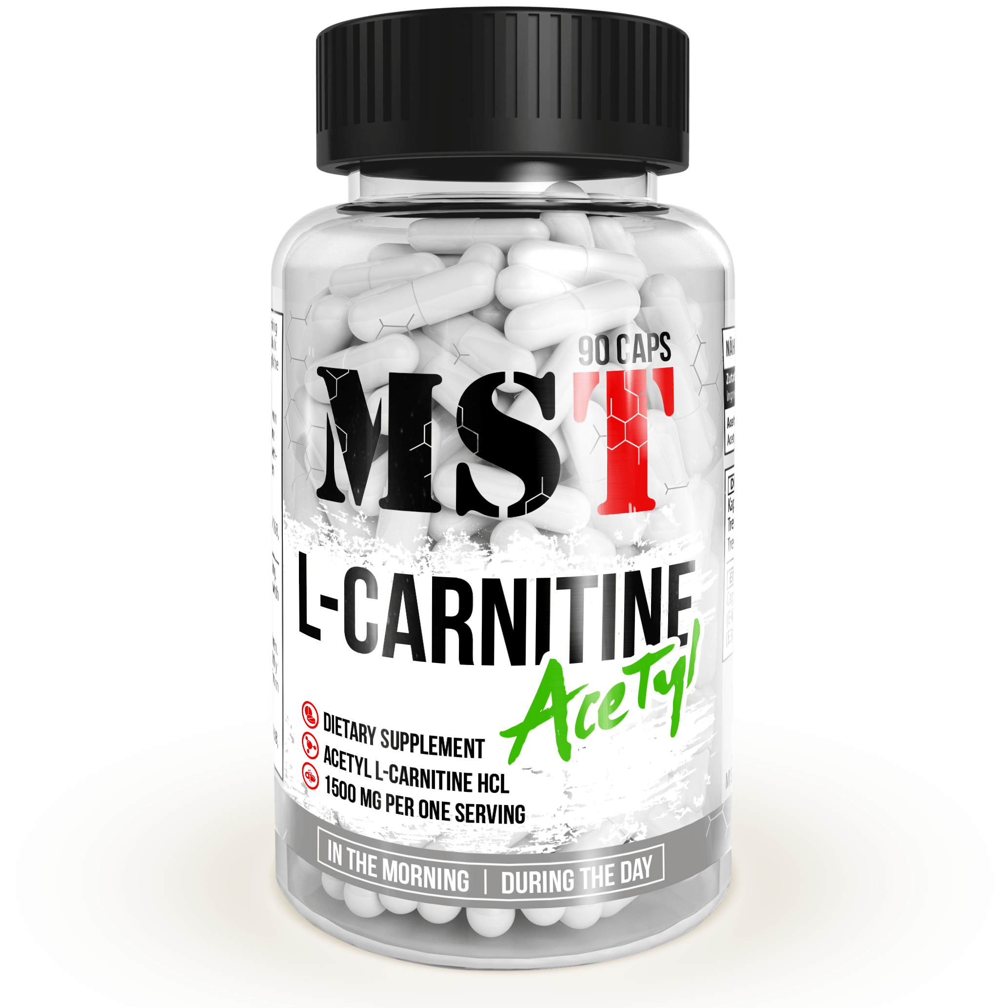 L-Carnitine Acetyl, 90 шт, MST Nutrition. L-карнитин. Снижение веса Поддержание здоровья Детоксикация Стрессоустойчивость Снижение холестерина Антиоксидантные свойства 