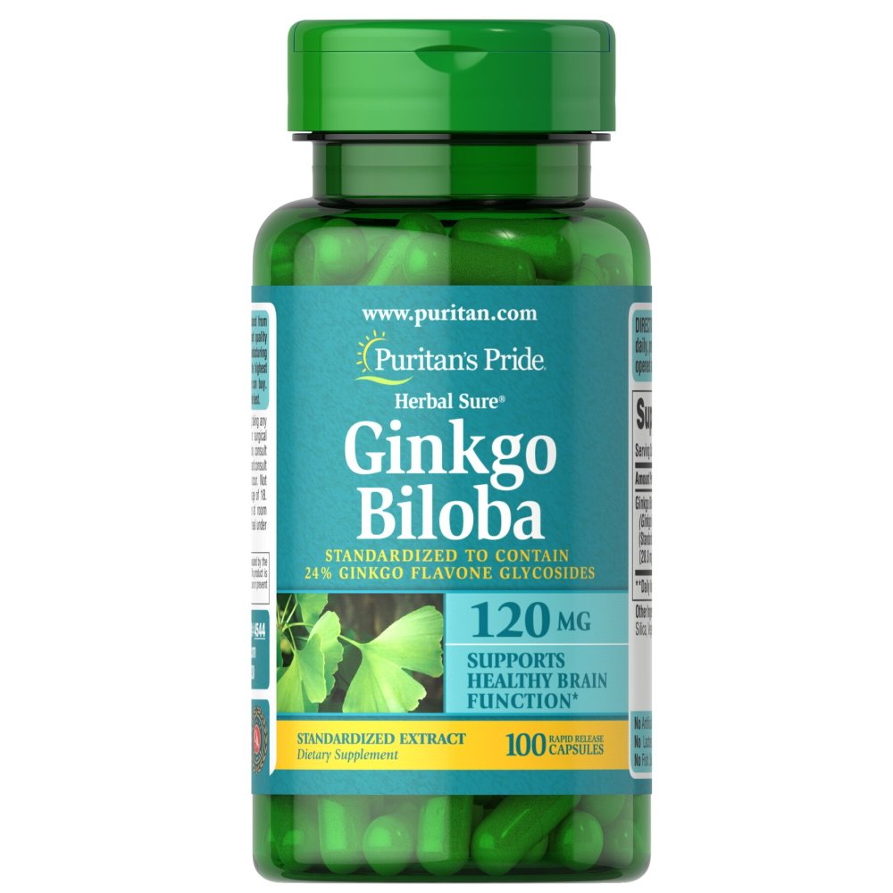 Натуральная добавка Puritan's Pride Ginkgo Biloba 120 mg, 100 капсул,  мл, Puritan's Pride. Hатуральные продукты. Поддержание здоровья 