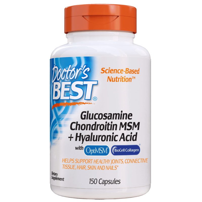 Для суставов и связок Doctor's Best Glucosamine Chondroitin MSM + Hyaluronic Acid, 150 капсул,  мл, Doctor's BEST. Хондропротекторы. Поддержание здоровья Укрепление суставов и связок 