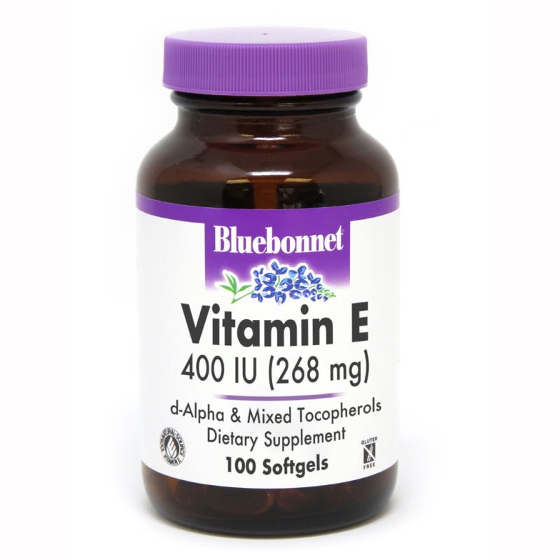 Витамины и минералы Bluebonnet Vitamin E 400IU, 100 капсул,  мл, Bluebonnet Nutrition. Витамины и минералы. Поддержание здоровья Укрепление иммунитета 