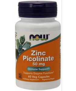 Zinc Picolinate 50 mg, 60 шт, Now. Цинк Zn, Цинк. Поддержание здоровья 