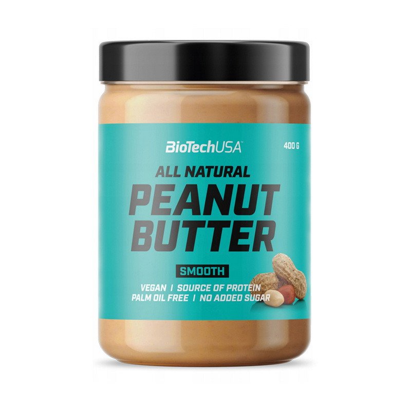 Натуральная арахисовая паста BioTech All Natural Peanut Butter (400  г) биотеч smooth,  мл, BioTech. Арахисовая паста. 