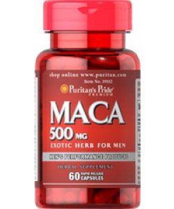 Maca 500 mg, 60 шт, Puritan's Pride. Бустер тестостерона. Поддержание здоровья Повышение либидо Aнаболические свойства Повышение тестостерона 