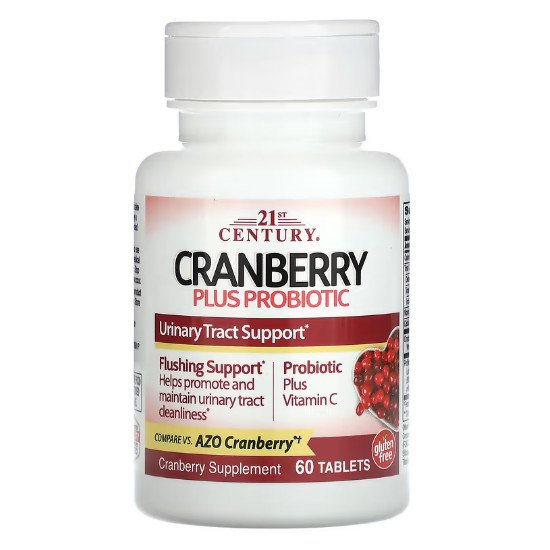 21st Century Клюква 21st Century Cranberry Plus Probiotic 60 Tabs, , 60 шт.
