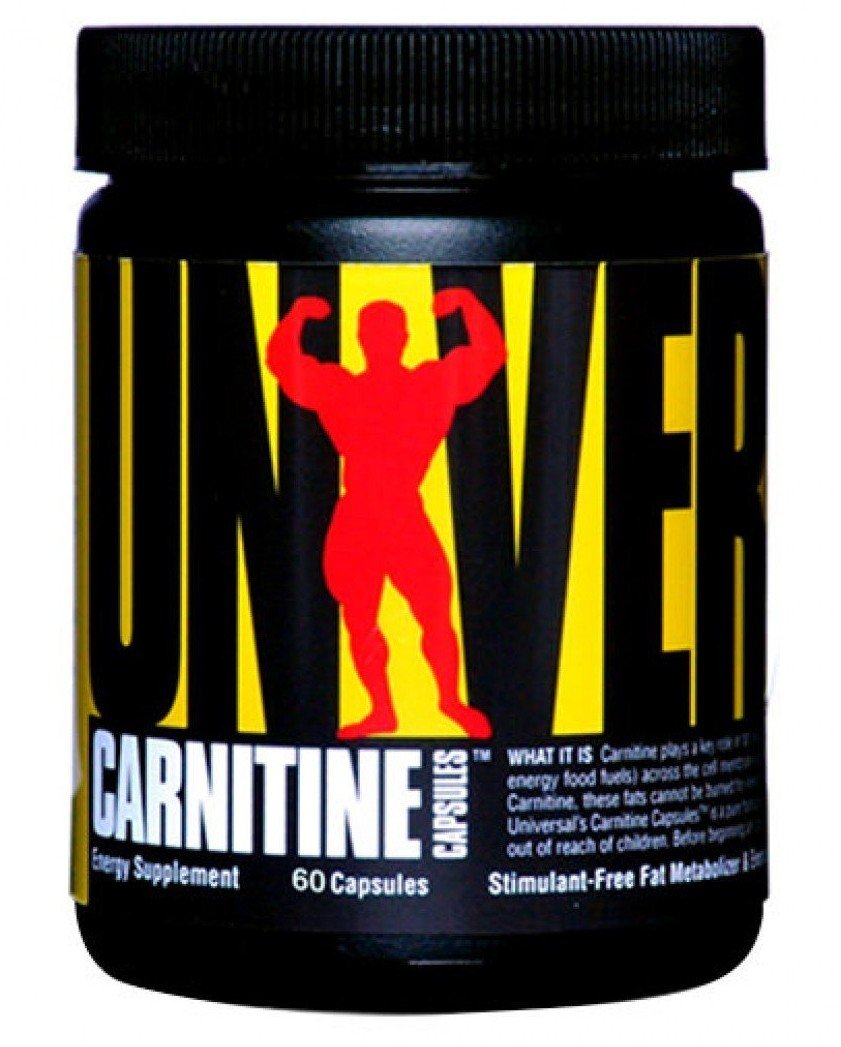 Carnitine Capsules, 60 шт, Universal Nutrition. L-карнитин. Снижение веса Поддержание здоровья Детоксикация Стрессоустойчивость Снижение холестерина Антиоксидантные свойства 