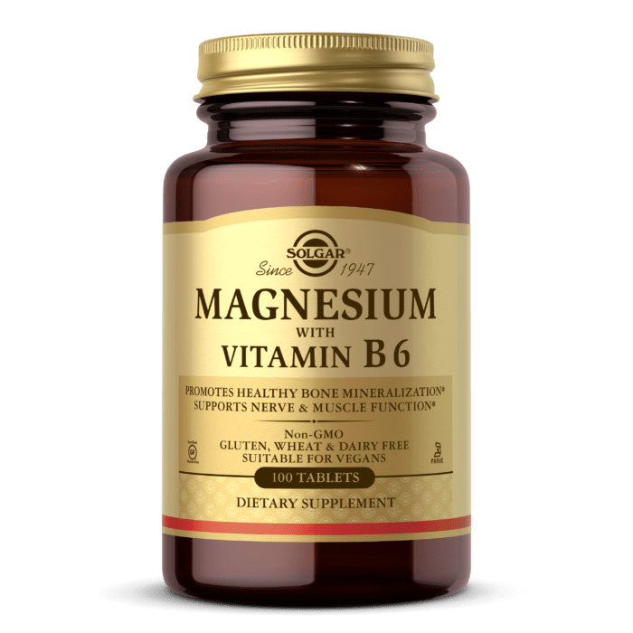 Solgar Магний магний Б6 Solgar Magnesium with Vitamin B6 (100 таб) солгар, , 100 