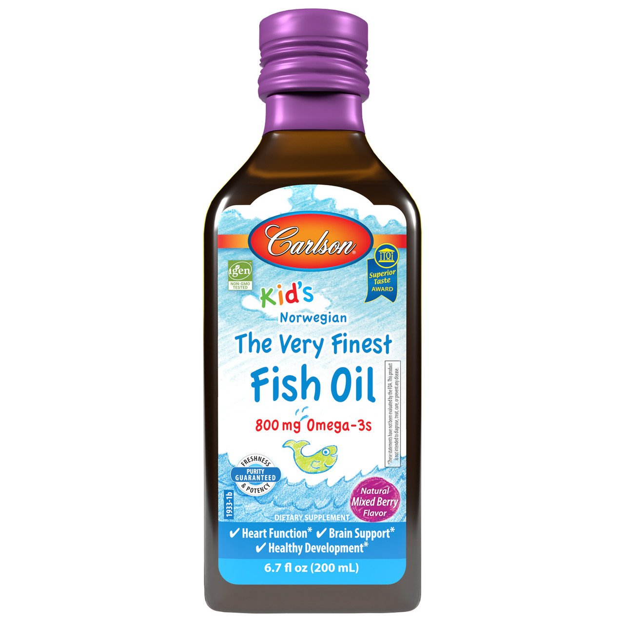 Жирные кислоты Carlson Labs Kid's The Very Finest Fish Oil, 200 мл Ягоды,  мл, Carlson Labs. Жирные кислоты (Omega). Поддержание здоровья 