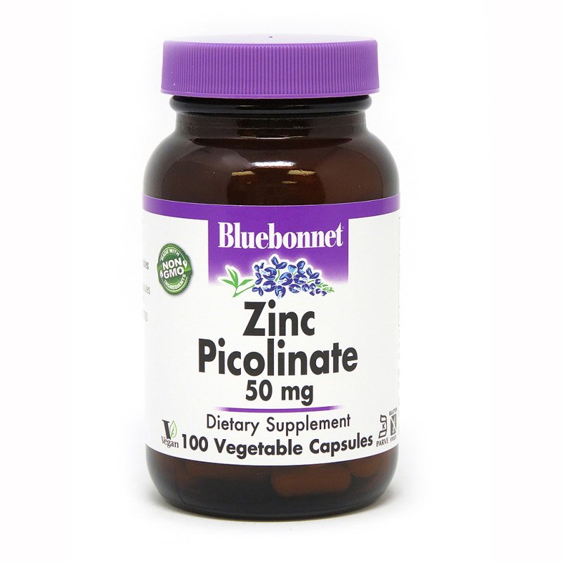 Витамины и минералы Bluebonnet Zinc Picolinate 50 mg, 100 вегакапсул,  мл, Bluebonnet Nutrition. Витамины и минералы. Поддержание здоровья Укрепление иммунитета 